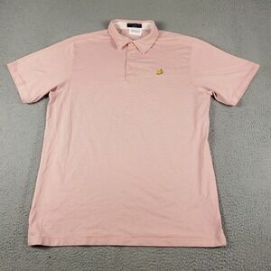 Masters Polo Shirt Mens XL Orange Striped Clubhouse Collection Short Sleeve *